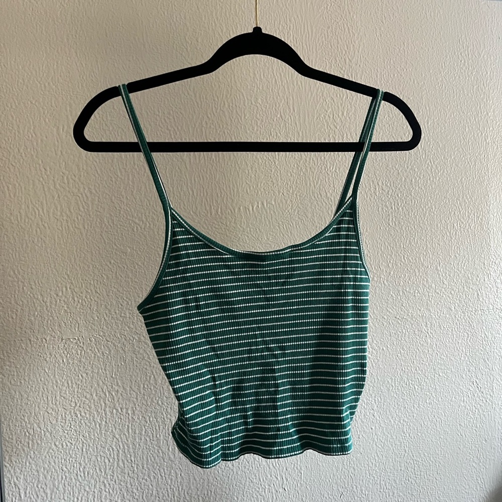 American Eagle Striped Cropped Tank (size:L)